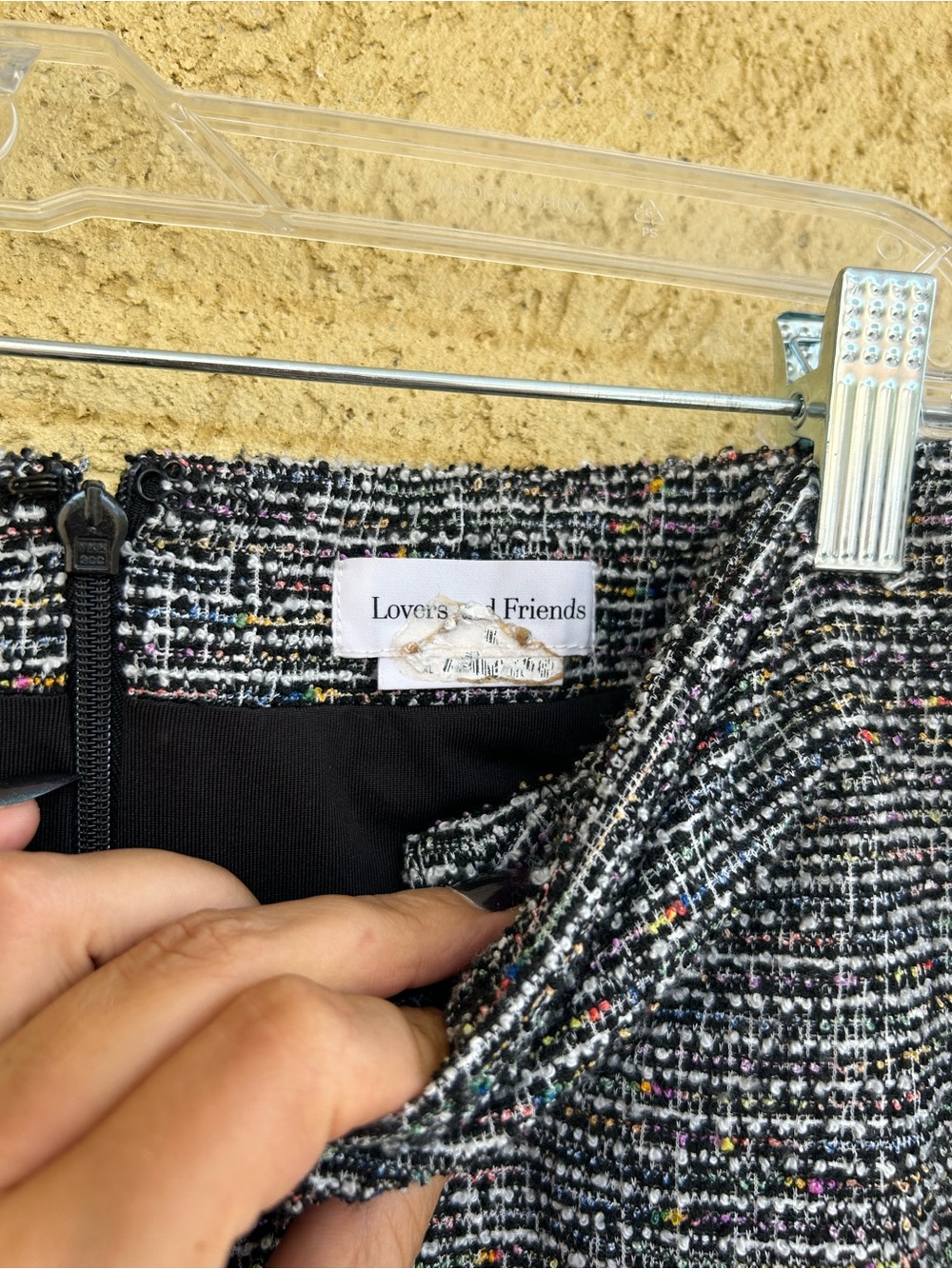 Lovers + Friends Cherie Tweed Pearl Button Grey Skirt - Picture 5 of 6